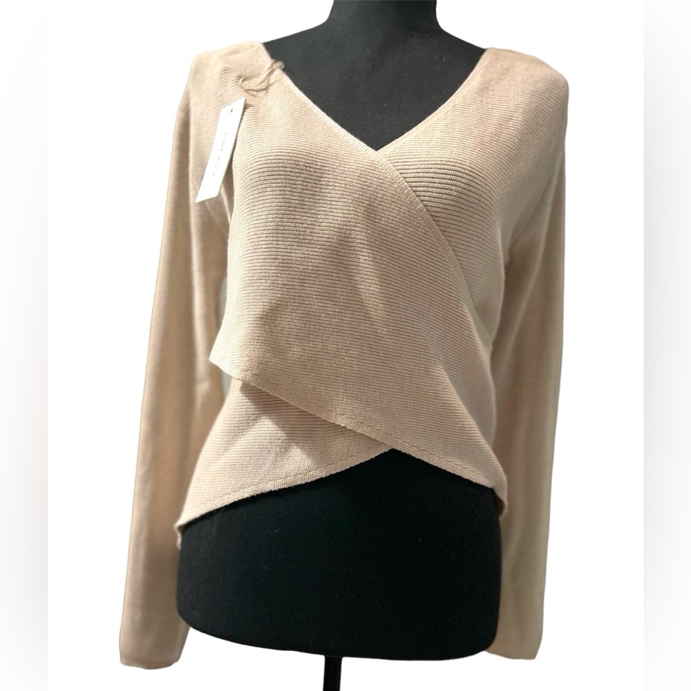 NWT Pink Rose Reversible Crossover Wrap Knit Sweater size Medium
